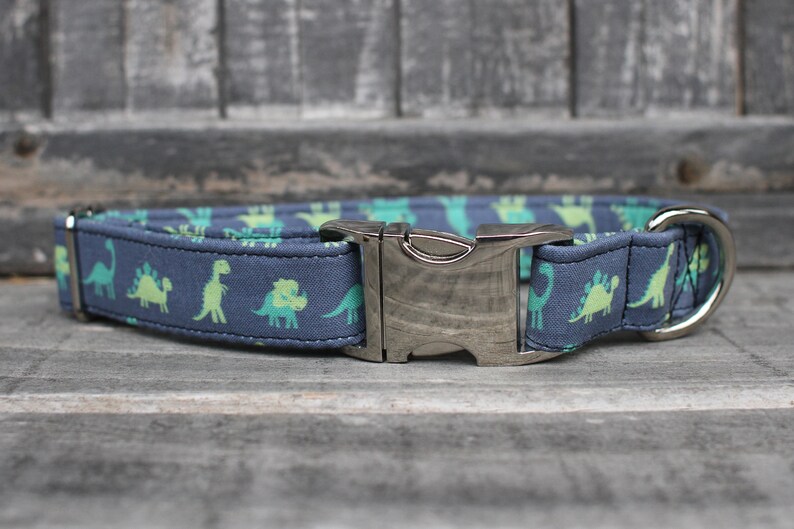 Dinosaur Dog Collar Gray and Green Dog Collar Male Dog Etsy