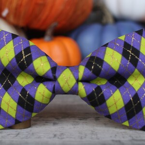 Halloween Argyle Bow Tie, Plaid Bow Tie, Boys Bow Tie, Bow Tie for Men, Toddler Bow Tie, Bowtie, Dog Bow Tie, Mens Bow Tie, Wedding Bow