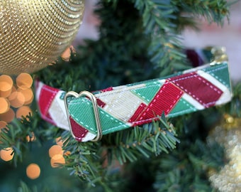 Christmas Ribbon Collar | Dog Collar | Male Dog Collar | Female Dog Collar | Pet Collar | Winter Dog Collar | Gift for Dog Lovers | Holiday