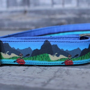 Kayaking in the Mountains Dog Collar, Male Dog Collar, Large Dog Collar, Small Dog Collar, Pet Collar, Outdoor Dog Collar, Green Dog Collar