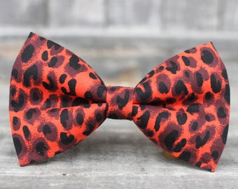 Red Leopard Bow Tie | Mens Wedding Bow Tie | Mens Bow Tie | Toddler Bow Tie | Boys Bow Tie | Dog Bow Tie | For Him | Groomsmen