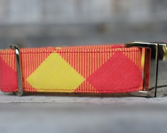 Sommer Buffalo Check Hundehalsband, Herbst Haustierhalsband, Orange Hundehalsband, Hundehalsband für Frauen, Hundehalsband Rüde, kleiner Hundehalsband, großer Hund