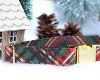 Christmas Plaid Dog Collar, Holiday Dog Collar, Christmas Dog Collar, Male Dog Collar, Dog Collar, Girl Dog Collar, Stocking Stuffer