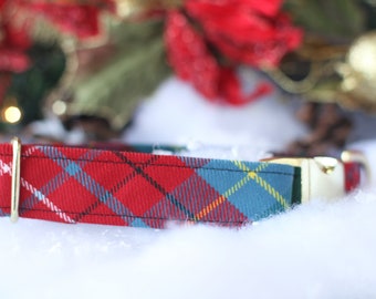 Christmas Plaid Collar, Christmas Dog Collar, Large Dog Collar, Male Dog Collar, Red Plaid Dog Collar, Christmas Collar, Pet Collar