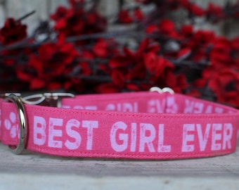 Bestes Mädchen aller Zeiten Kragen | Weibliche Haustier Kragen | Hundehalsband rosa | Mädchen Hundehalsband | Großes Hundehalsband | Halsband für kleine Hunde