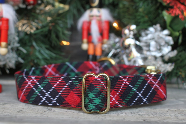 Christmas Plaid Dog Collar, Holiday Dog Collar, Christmas Dog Collar, Male Dog Collar, Dog Collar, Girl Dog Collar, Stocking Stuffer image 2