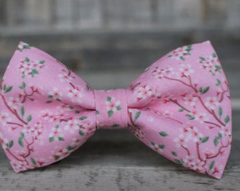 Cherry Blossom Bow Tie, Floral Bow Tie, Formal Bow Tie, Bow Tie for Wedding, Groomsmen Bow Tie, Mens Bow Tie, Boys Bow Tie, Dog Bow Tie