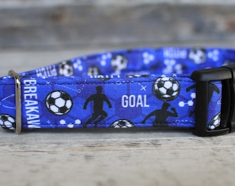 Soccer Dog Collar, Sports Pet Collar, Male Dog Collar, Fabric Dog Collar, Large or Small Dog Collar, Football