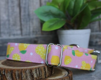 Lemon Dog Collar, Summer Collar, Female Dog Collar, Pink Dog Collar, Male Dog Collar, Pet Collar, Large Dog Collar, Small Dog Collar