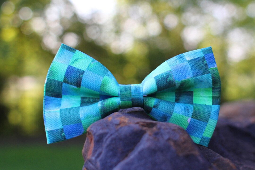 Green and Blue Squares Bow Tie Toddler Bow Tie Bow Tie for Etsy