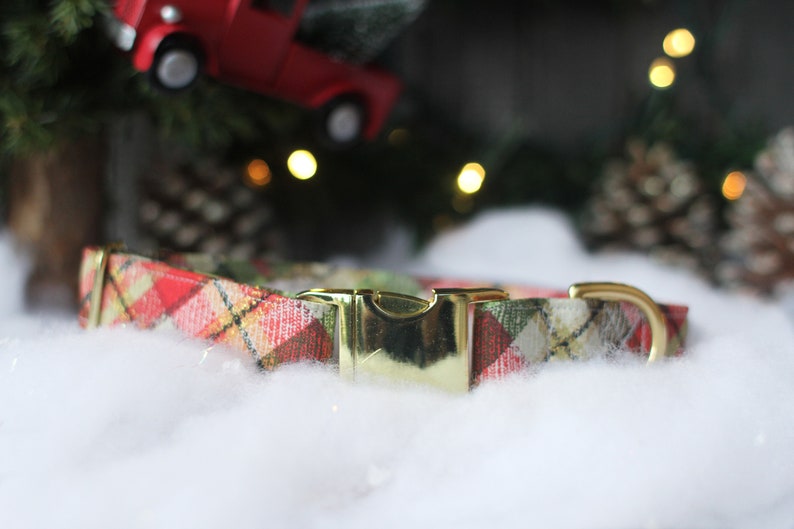 Christmas Plaid Collar Christmas Dog Collar Large Dog Etsy
