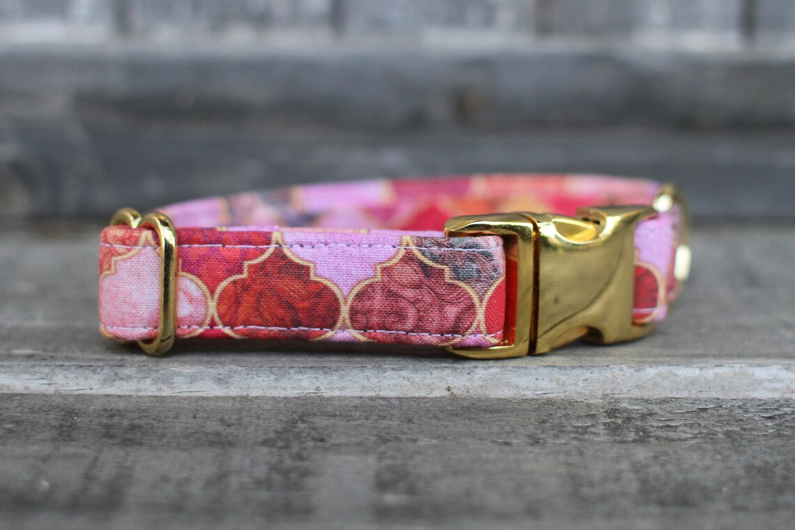 Pink Tiles Dog Collar Girl Dog Collar Female Dog Collar Etsy