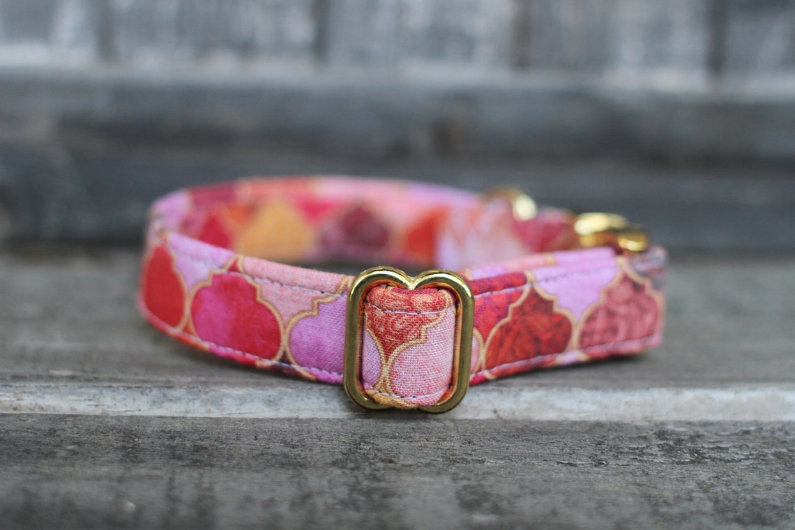 Pink Tiles Dog Collar Girl Dog Collar Female Dog Collar Etsy