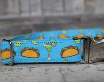 Collar de Taco y Margaritas, Collar de Verano para Perros, Collar para Perros Machos, Collar para Perros Hembras, Collar para Mascotas, Collar para Perros Grandes, Collar para Perros Pequeños, Collar para Tacos