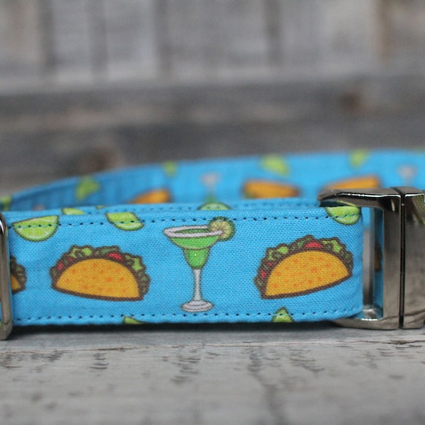 Taco and Margaritas Collar, Summer Dog Collar, Male Dog Collar, Female Dog Collar, Pet Collar, Large Dog Collar, Small Dog Collar, Taco