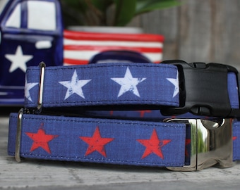 Stars Dog Collar, Patriotic Dog Collar, USA Dog Collar, 4th of July, Novelty Dog Collar, Pet Collar, Large Dog Collar, Small Dog Collar