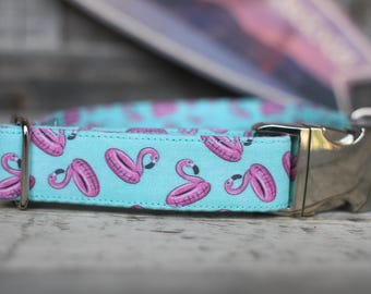 Flamingo Floats Collar, Summer Pet Collar, Female Dog Collar, Girl Dog Collar, Small Dog Collar, Large Dog Collar