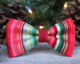 Noeud papillon à rayures de Noël | Noeud papillon des Fêtes | Cadeaux pour lui | Nœud papillon de Noël pour garçon | Noeud papillon de Noël pour chien | Nœud papillon de Noël pour homme