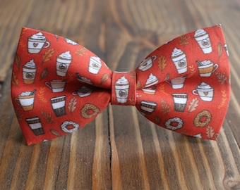 Pumpkin Spice Bow Tie, Autumn Bowtie, Wedding