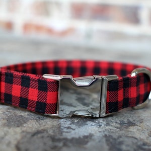 Buffalo Plaid Dog Collar, Christmas Dog Collar, Lumberjack Dog Collar, Dog Collar, Large Dog Collar, Small Dog Collar, Pet Lover, Winter image 2