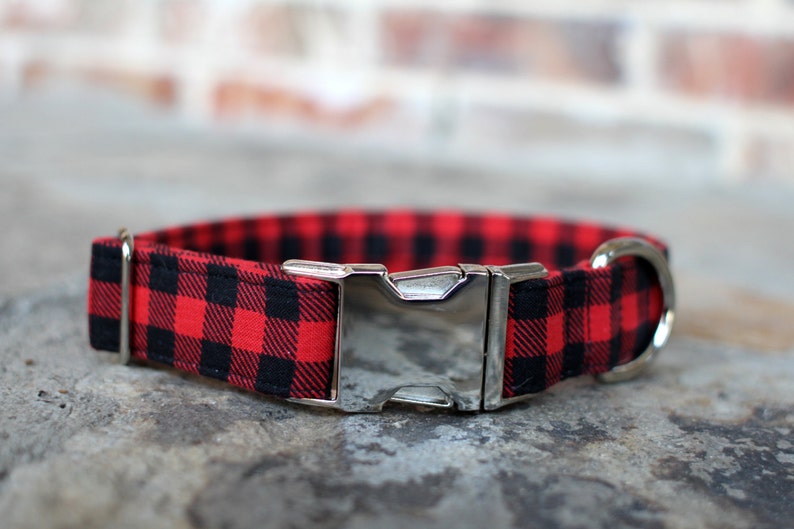 Buffalo Plaid Dog Collar, Christmas Dog Collar, Lumberjack Dog Collar, Dog Collar, Large Dog Collar, Small Dog Collar, Pet Lover, Winter image 2