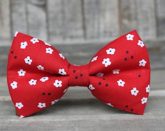 Floral Bow Tie, Red Bowtie, Formal Bow Tie, Bow Tie for Wedding, Groomsmen Bow Tie, Mens Bow Tie, Boys Bow Tie, Dog Bow Tie, For Him