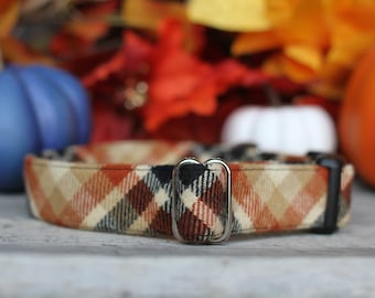 Autumn Plaid Dog Collar, Flannel Dog Collar, Fall Plaid Dog Collar, Male Dog Collar, Female Dog Collar, Large Dog Collar, Small Dog Collar