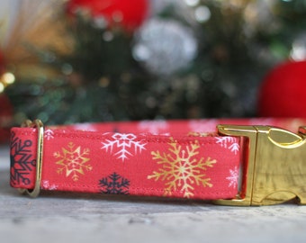 Snowflake Dog Collar, Holiday Dog Collar, Christmas Dog Collar, Male Dog Collar, Small Dog Collar, Large Dog Collar, Pet Collar