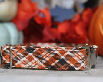 Autumn Plaid Dog Collar, Fall Dog Collar, Orange Dog Collar, Female Dog Collar, Male Dog Collar, Small Dog Collar, Large Dog