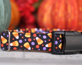Candy Corn Dog Collar, Halloween Dog Collar, Autumn Dog Collar, Fall Dog Collar, Female Dog Collar, Male Collar, Small Dog Collar Large Dog