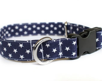 Stars Collar, Patriotic Dog Collar, Pet Collar, Dog Collar, Female Dog Collar, Male Dog Collar, Small Dog Collar, Large Dog Collar