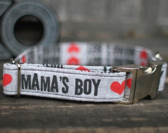 Mamas Boy Dog Collar | Valentines Pet Collar | Male Dog Collar | Large Dog Collar | Small Dog Collar