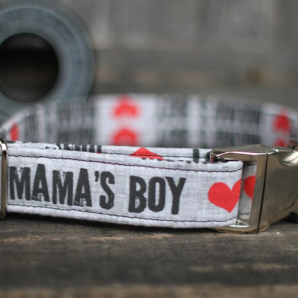 Mamas Boy Dog Collar | Valentines Dog Collar | Male Dog Collar | Boy Dog Collar | Pet Collar | Large Dog Collar | Small Dog Collar