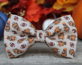 Football and Turkey Bow Tie, Dog Bow Tie, Sports Bowtie, Bow Tie for Dog, Boys Bow Tie, Kids Sports Bow Tie, Mens Bow Tie