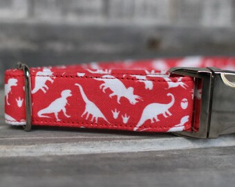 Dinosaurier Hundehalsband | Hundehalsband | Hundehalsband Junge | Hundehalsband aus Stoff | Großes Hundehalsband | Kleines Hundehalsband | Geschenk für Tierliebhaber