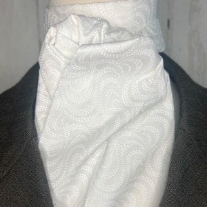 73 inch Large White on white Four Fold Stock Tie, Formal White Stock Tie, Traditional Foxhunting Stock Tie image 7