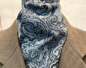 Four Fold Stock Tie, Foxhunting Traditional Stock Tie, Horse Show Stock Tie Blue Paisley