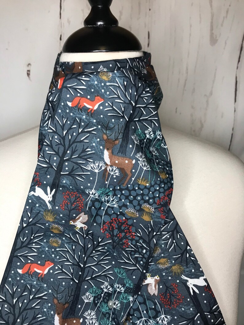 Four Fold Stock Tie Foxhunting Traditional Stock Tie Horse Show Unique and Fun!! BLUE winter woodland scene