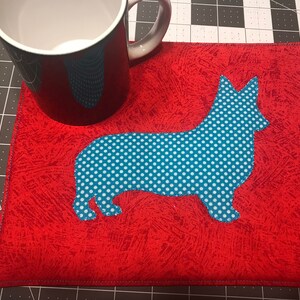 Mug Rug with Corgis, Large Coaster for mugs and snacks, low carbon footprint, green living for corgi fluffy wiggle butt dog lovers image 7