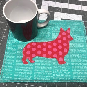 Mug Rug with Corgis, Large Coaster for mugs and snacks, low carbon footprint, green living for corgi fluffy wiggle butt dog lovers image 5