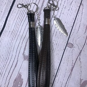 Silver Keychain With Faux Leather or Vinyl Wristlet and Large Silver ...