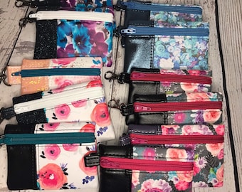 Mini Vinyl Snap on Pouch with Variety of Floral Prints