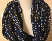 Infinity Scarf, Art Gallery Modern Dots Pattern on Navy Blue, Designer Voile lovely soft fabric