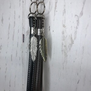 Silver Keychain With Faux Leather or Vinyl Wristlet and Large Silver ...