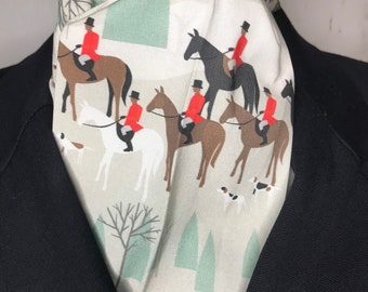 Last Ones! Four Fold Stock Tie, Foxhunting Traditional Stock Tie, Modern Foxhunt Scene