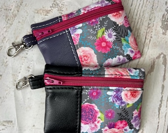 Mini Vinyl Snap on Pouch with Variety of Floral Prints