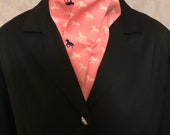 Four Fold Stock Tie, Foxhunting Traditional Stock Tie, Horse Show Stock Tie, Pink with White and Navy Horses