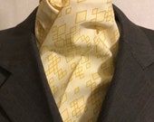 Four Fold Stock Tie, Foxhunting Traditional Stock Tie, Horse Show Stock Tie, Yellow Diamond Pattern