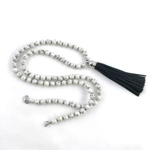 black spot mashan jade with black leather tassel necklace - jade necklace - tassel necklace - black leather tassel necklace - boho necklace