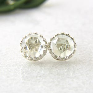 green amethyst stud earrings in sterling silver - prasiolite studs - prasiolite earrings - light green studs - amethyst studs - 8mm studs